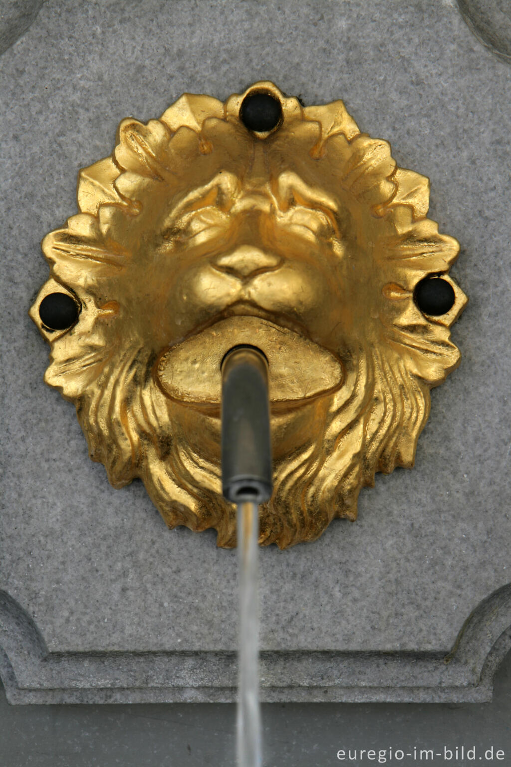 Detailansicht von Aachen, wasserspeiende Löwen im Elisenbrunnen