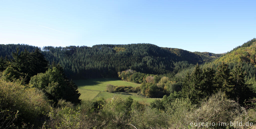 Detailansicht von Aussichtspunkt Mellich im Salmtal bei Bruch,  Etappe 13 des Eifelsteigs