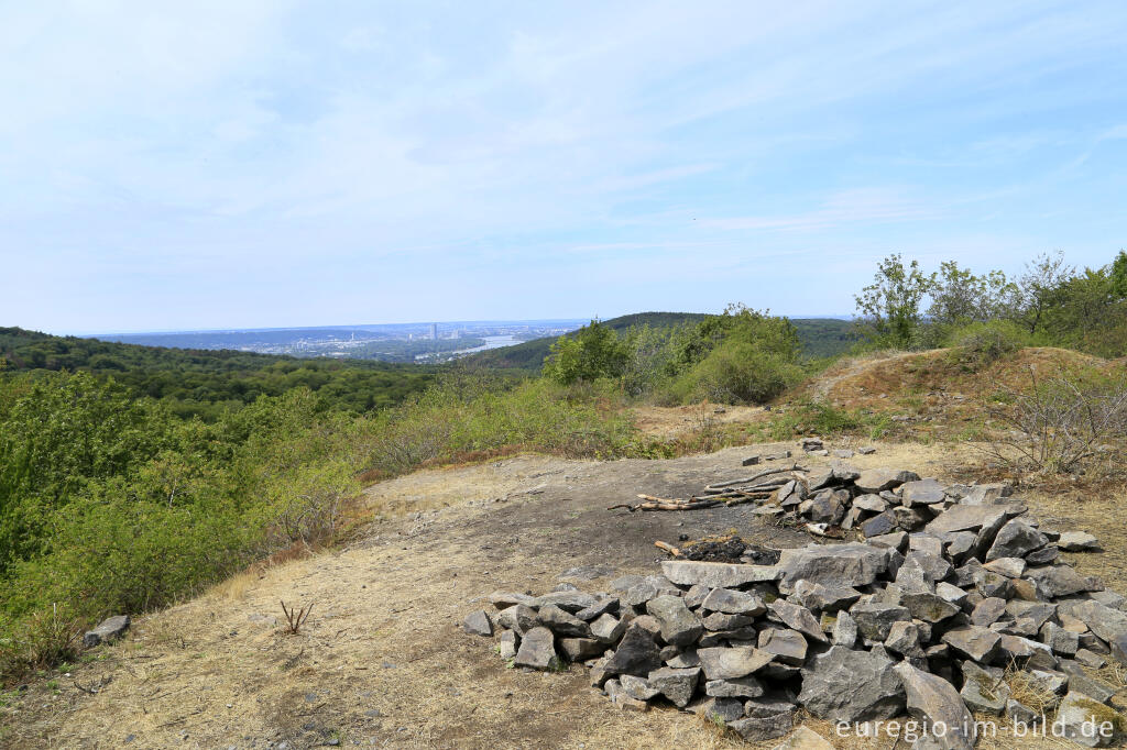 Detailansicht von Blick vom Stenzelberg auf den Rhein mit Bad Godesberg und Bonn