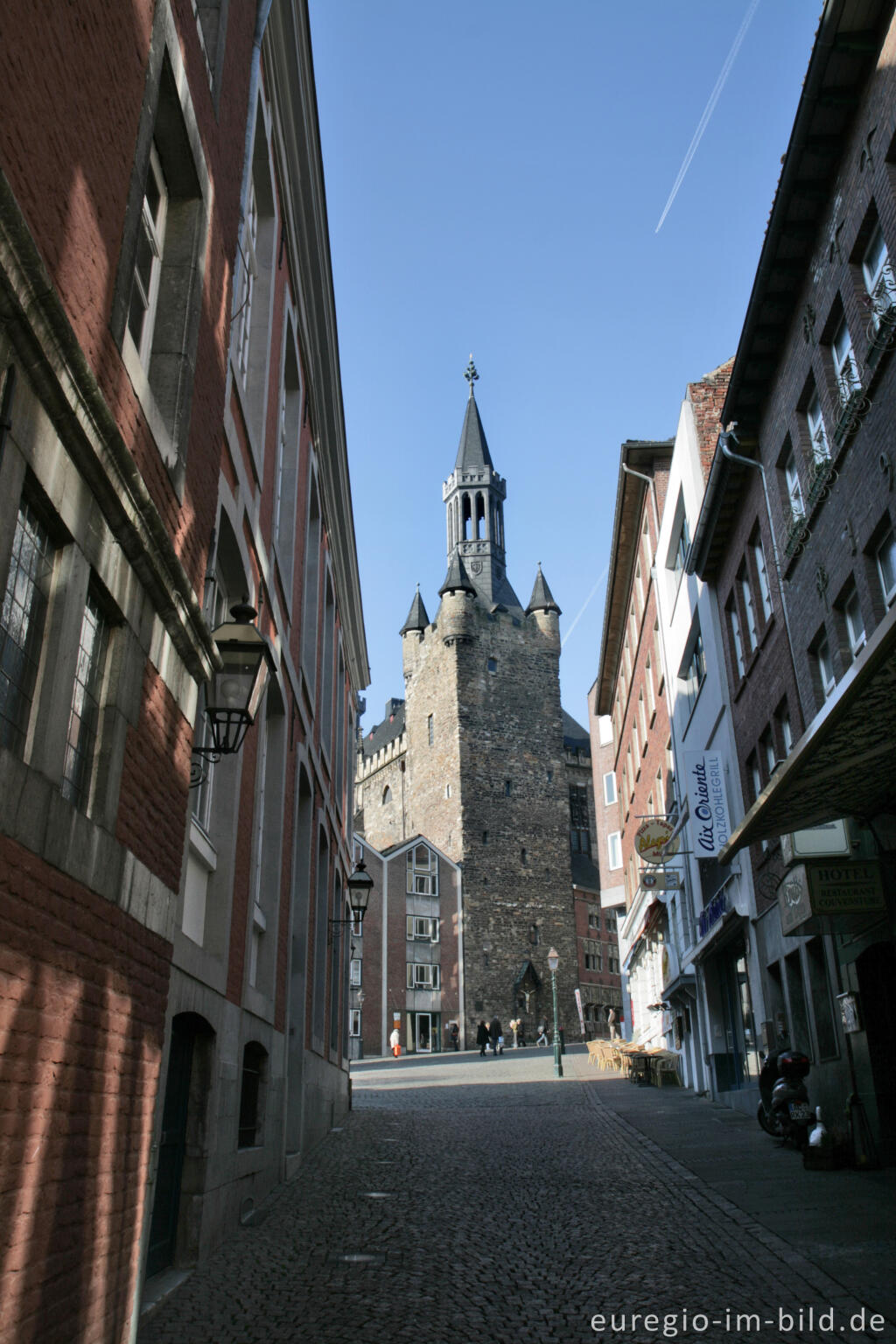 Detailansicht von Blick von der Körbergass auf das Rathaus, Aachen