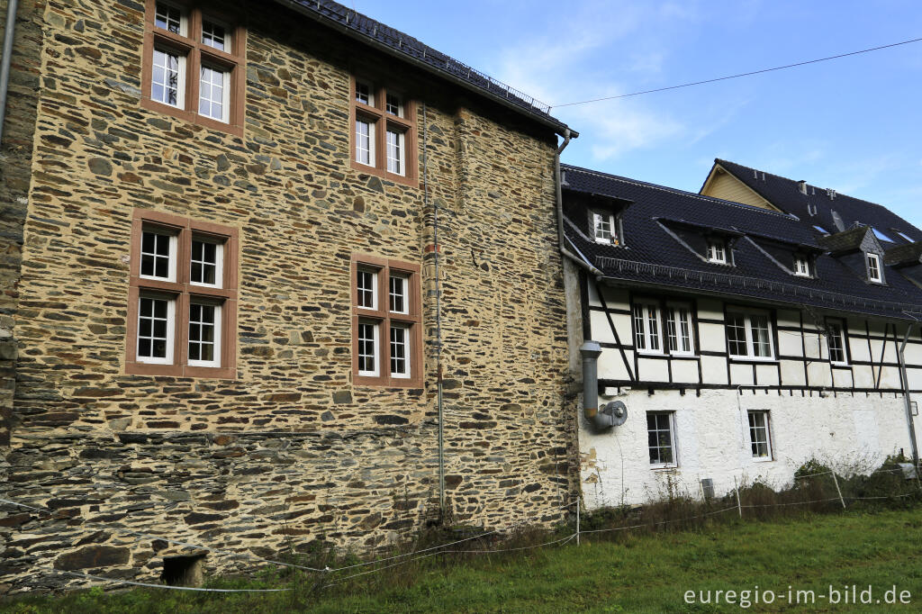 Detailansicht von Bruchstein- und Fachwerkhaus in Simonskall