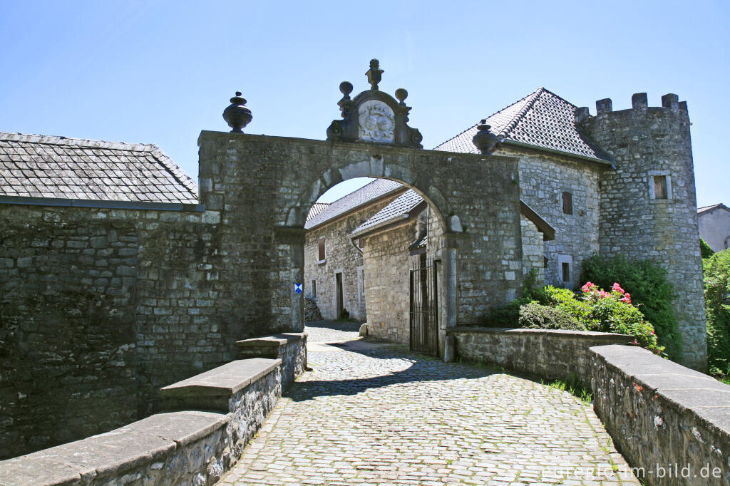 Detailansicht von Burg Raeren in Raeren, Belgien