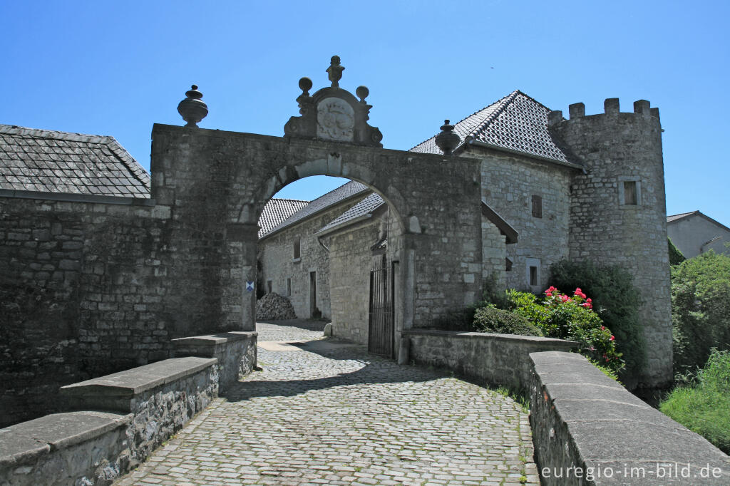 Detailansicht von Burg Raeren in Raeren, Belgien