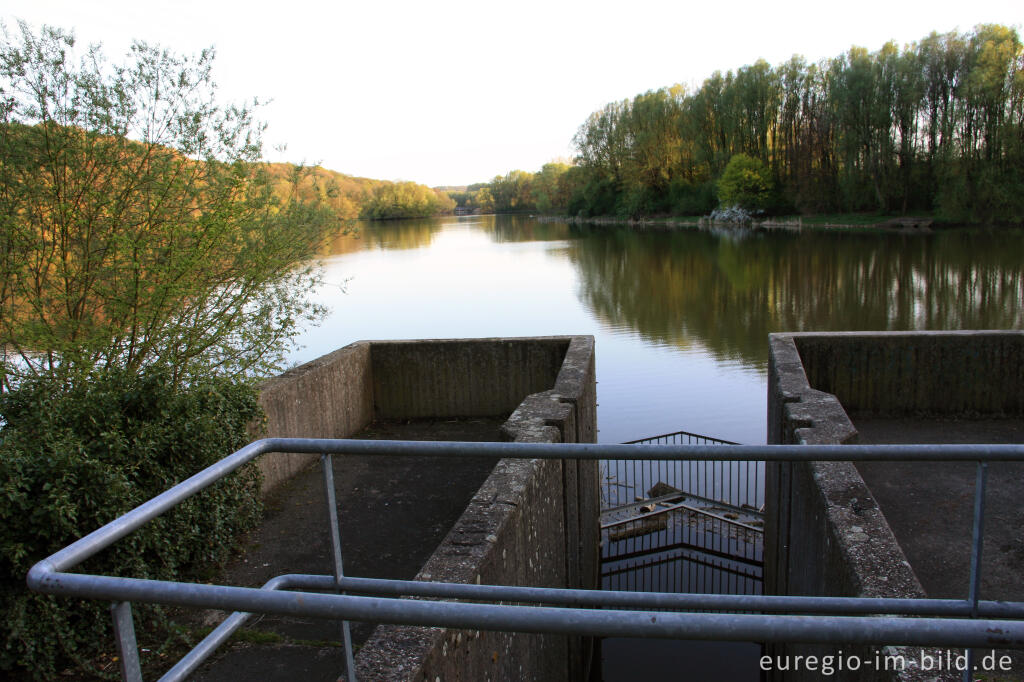 Detailansicht von Das Stauwehr vom Cranenweyer im Frühling, Kerkrade, NL