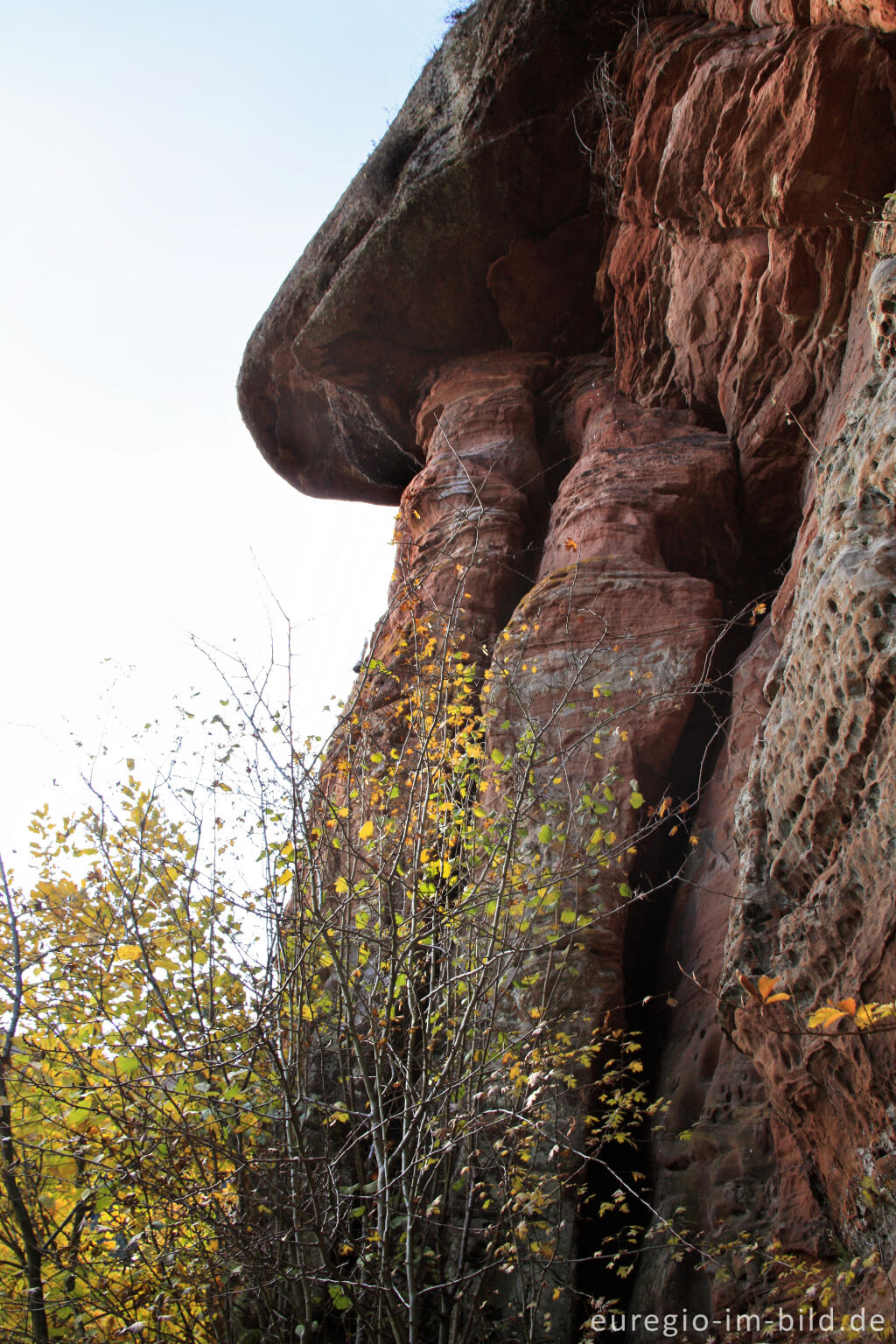 Detailansicht von Die Kaulay, ein Sandsteinfelsen bei Kordel (Eifelsteig)