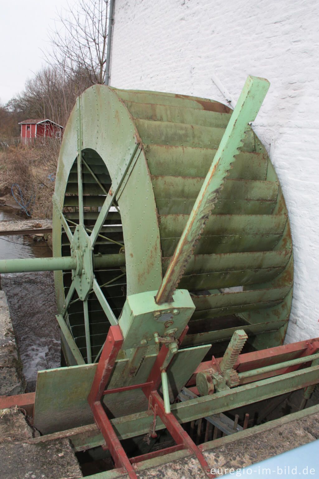 Detailansicht von Die Wassermühle von Terbruggen im Geultal, Belgien