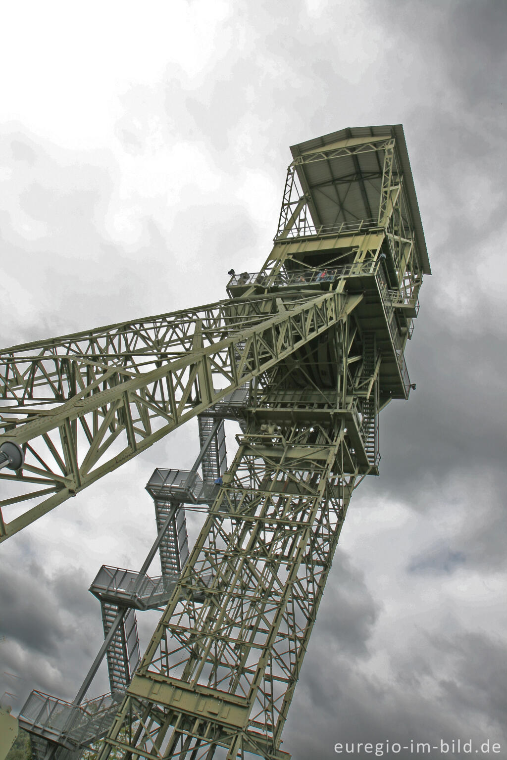 Detailansicht von Förderturm des Hauptschachts der Zeche Anna I, Alsdorf