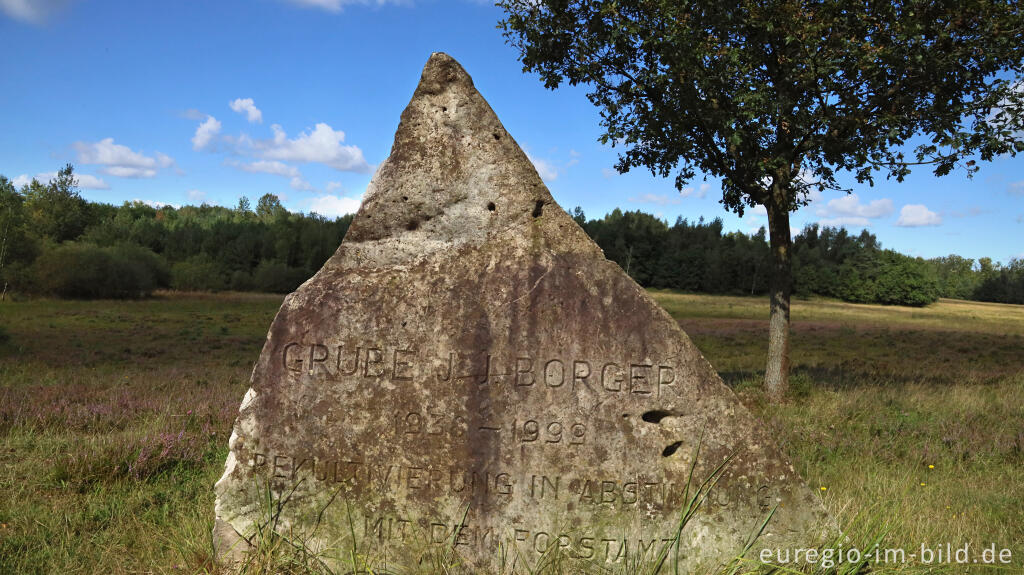 Detailansicht von Gedenkstein für die Grube J.J. Borger,Teverener Heide