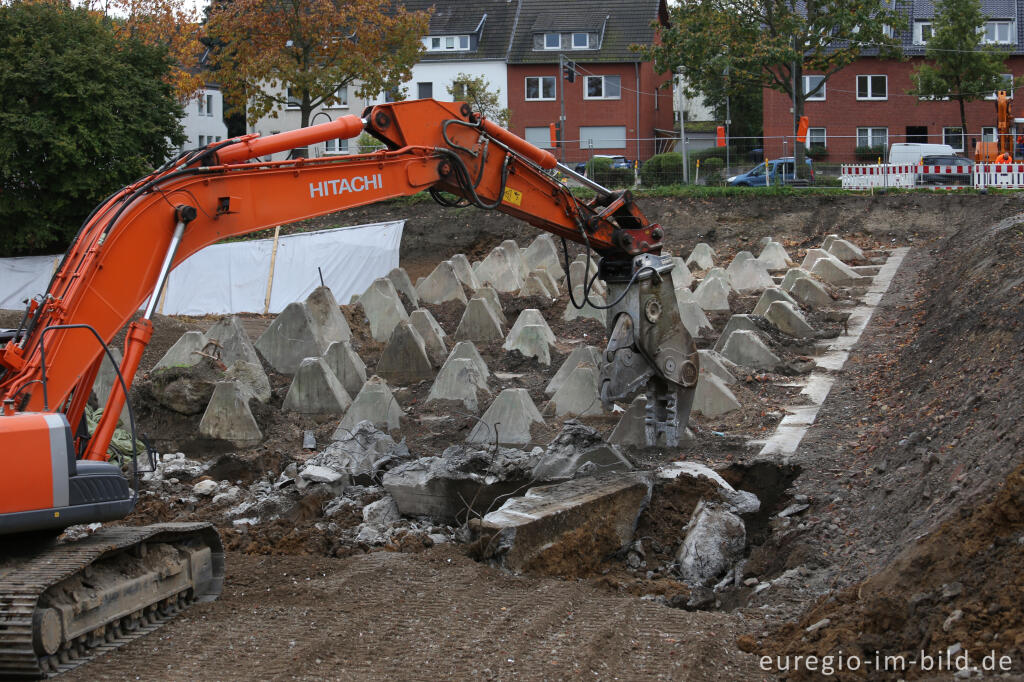 Höckerlinie des Westwalls in Aachen, freigelegt bei Bauarbeiten 2014