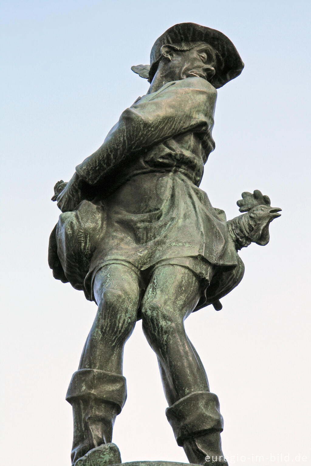 Detailansicht von Hühnerdiebbrunnen am Hühnermarkt, Aachen