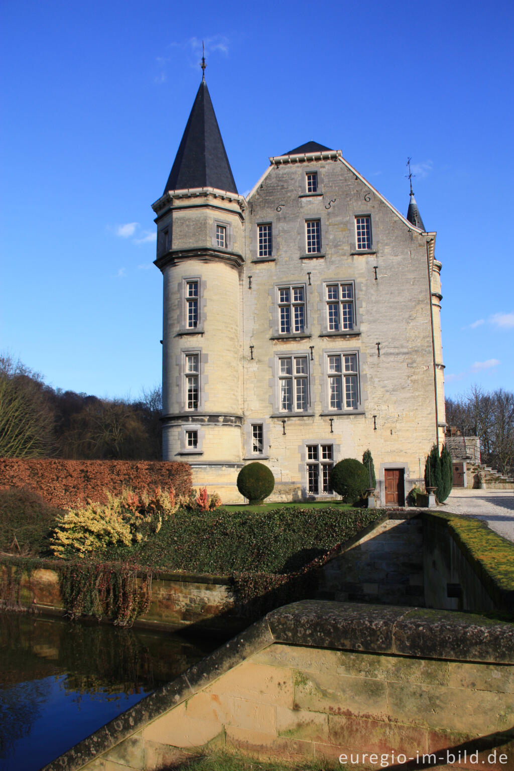 Detailansicht von Kasteel Schaloen in Oud Valkenburg an der Geul