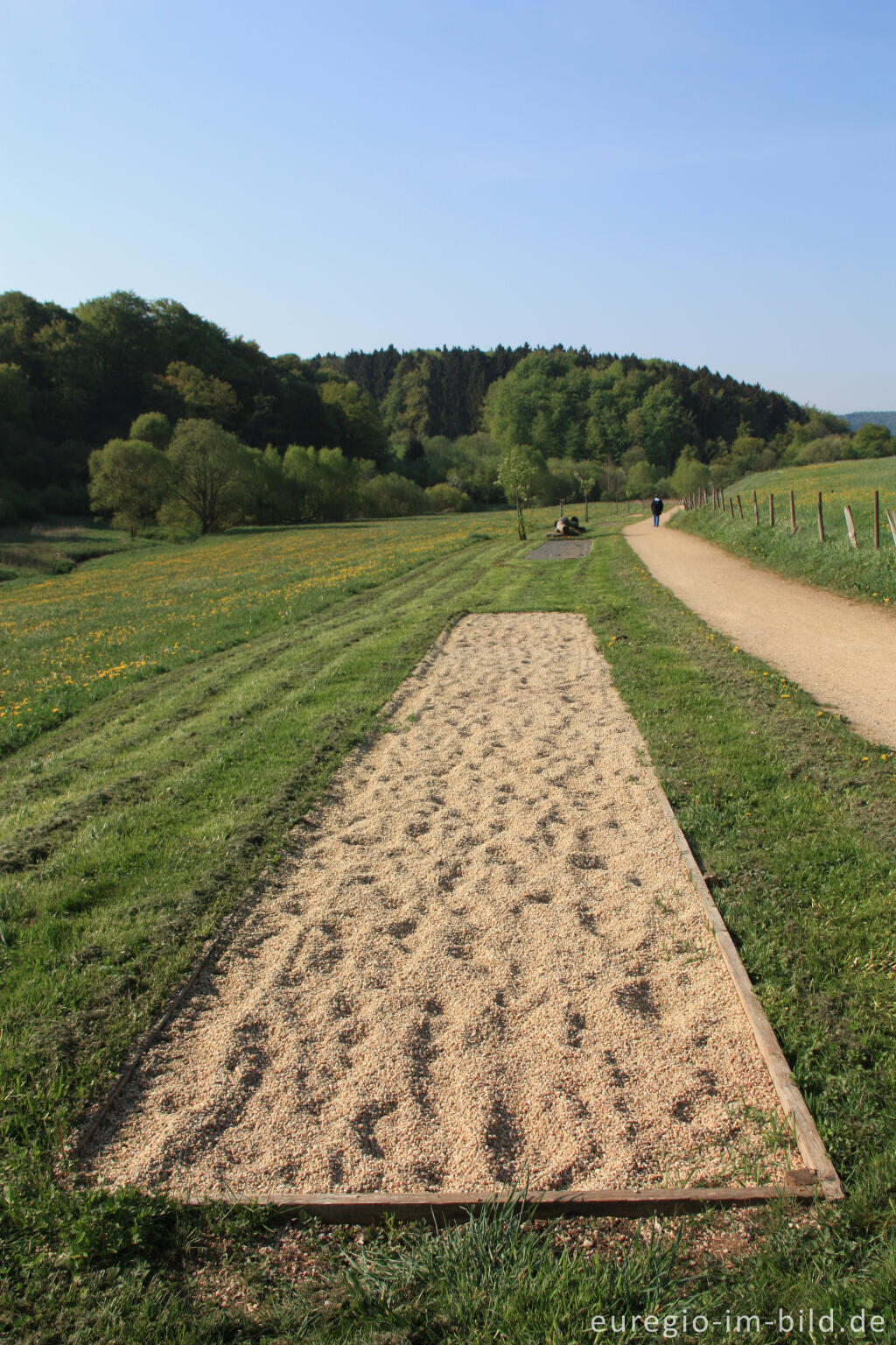 Detailansicht von Kies auf dem Hillesheimer Barfußpfad im Bolsdorfer Tälchen bei Hillesheim