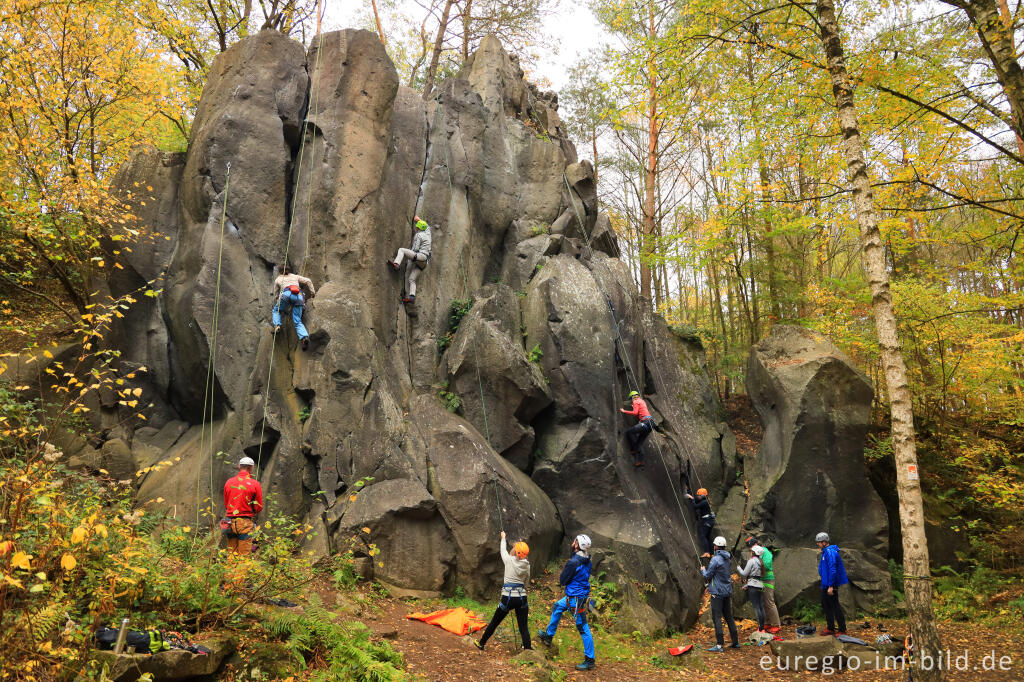 Detailansicht von Kletterkurs für Anfänger mit Hendrik Kardinal im historischen Basalt-Steinbruch Kottenheimer Winfeld.