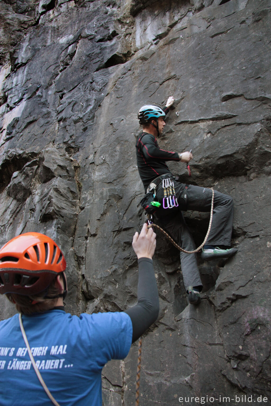 Detailansicht von Outdoor Climbing im Tal der Göhl bei Kelmis