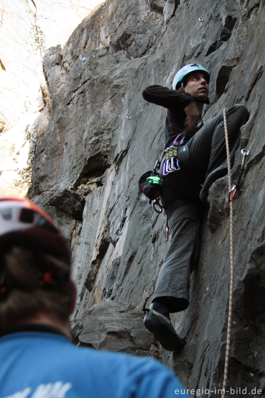 Detailansicht von Outdoor Climbing im Tal der Göhl bei Kelmis