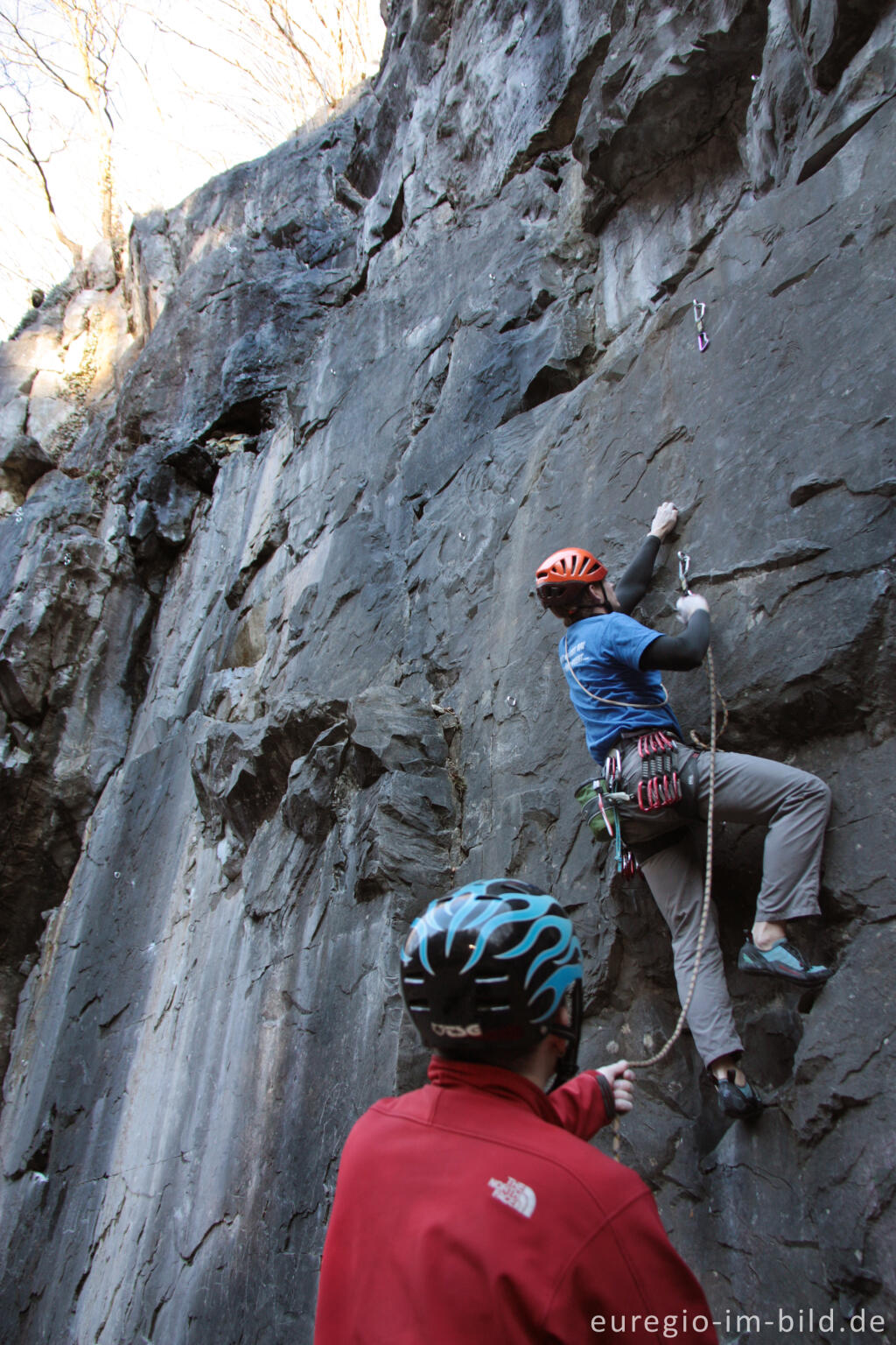 Detailansicht von Outdoor Climbing im Tal der Göhl bei Kelmis