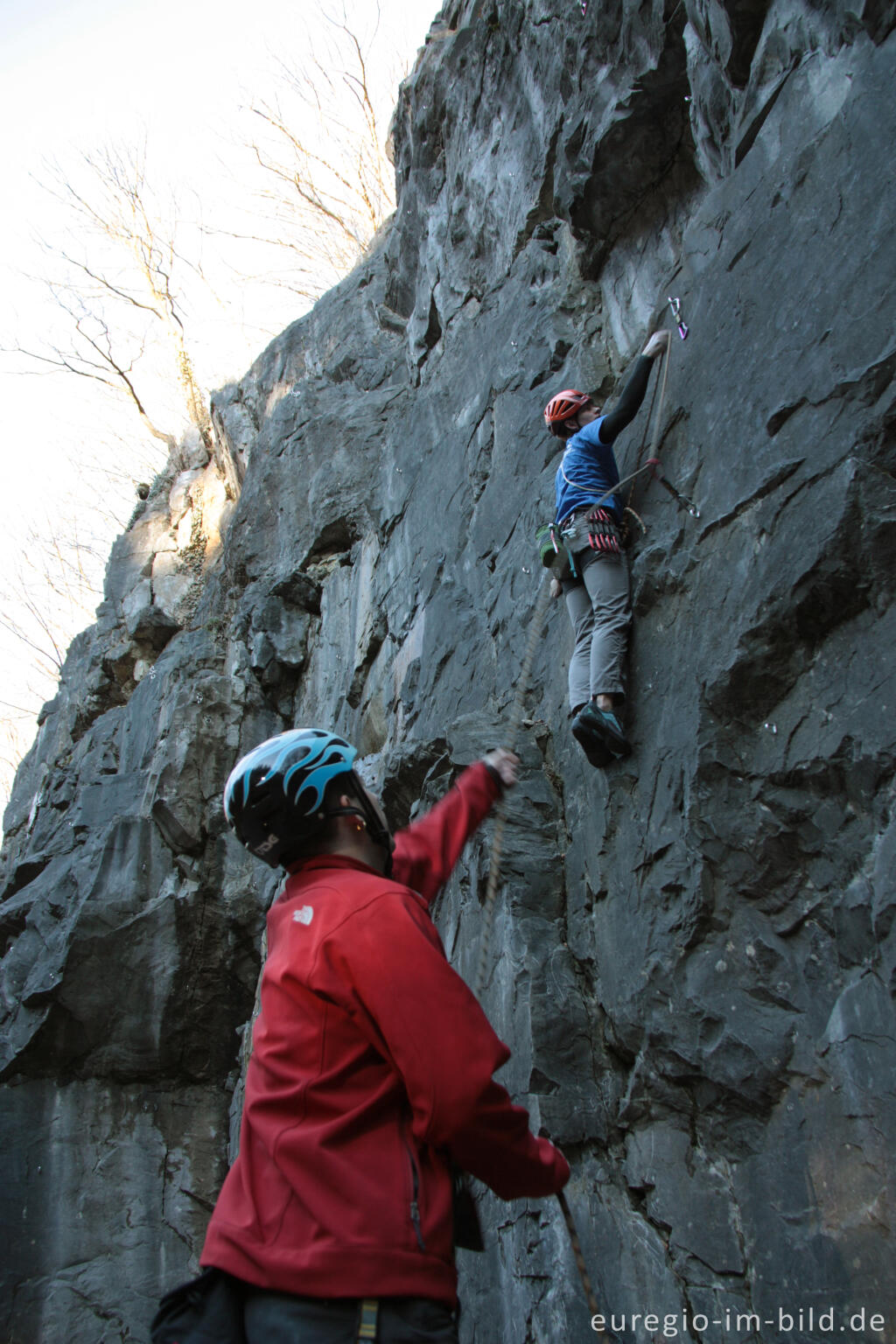 Detailansicht von Outdoor Climbing im Tal der Göhl bei Kelmis