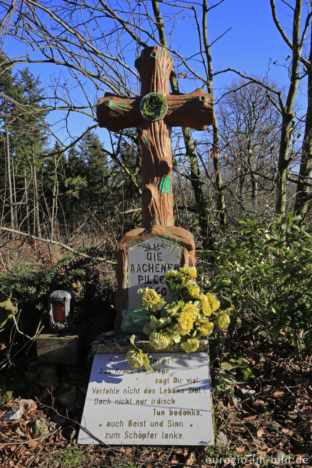 Detailansicht von Pilgerkreuz auf dem Moresneter Pilgerweg (Moresneter Bittweg)