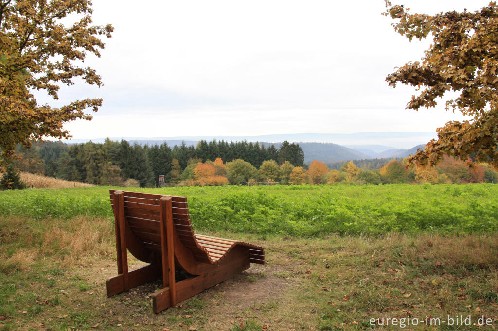 Detailansicht von Ruhebank beim Aussichtspunkt nördlich von Rodt