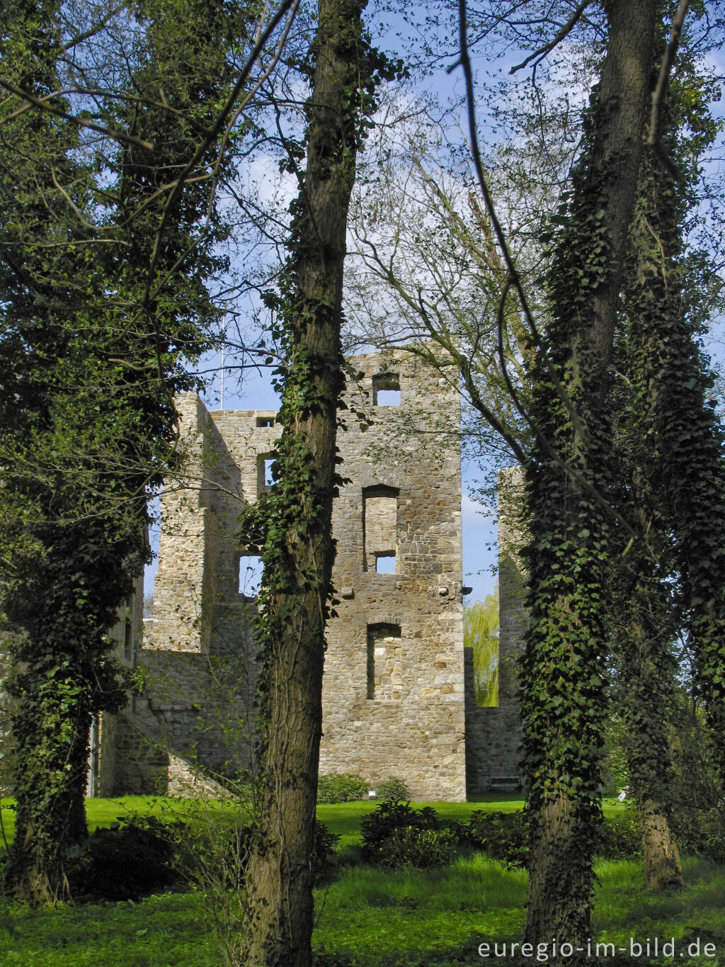 Detailansicht von Ruine der Wasserburg Haus Heyden, Aachen-Horbach