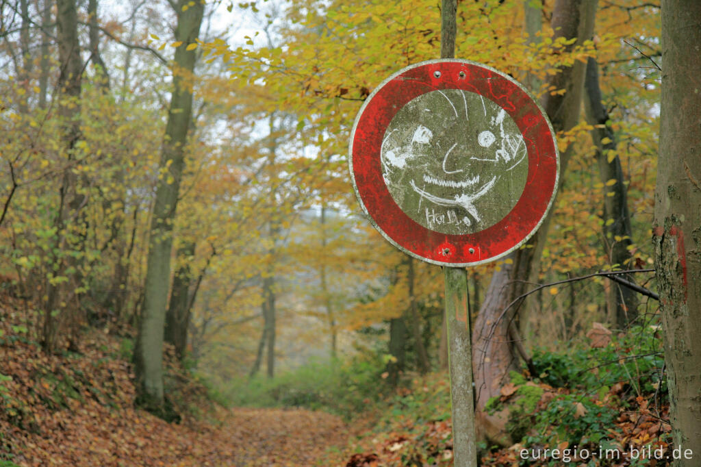 Detailansicht von Sperrschild an einem Parkplatz in der Nordeifel