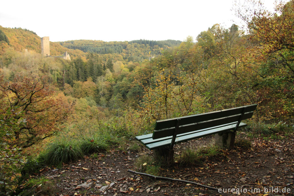 Detailansicht von Talblick auf die Ruine der Oberburg, Manderscheid