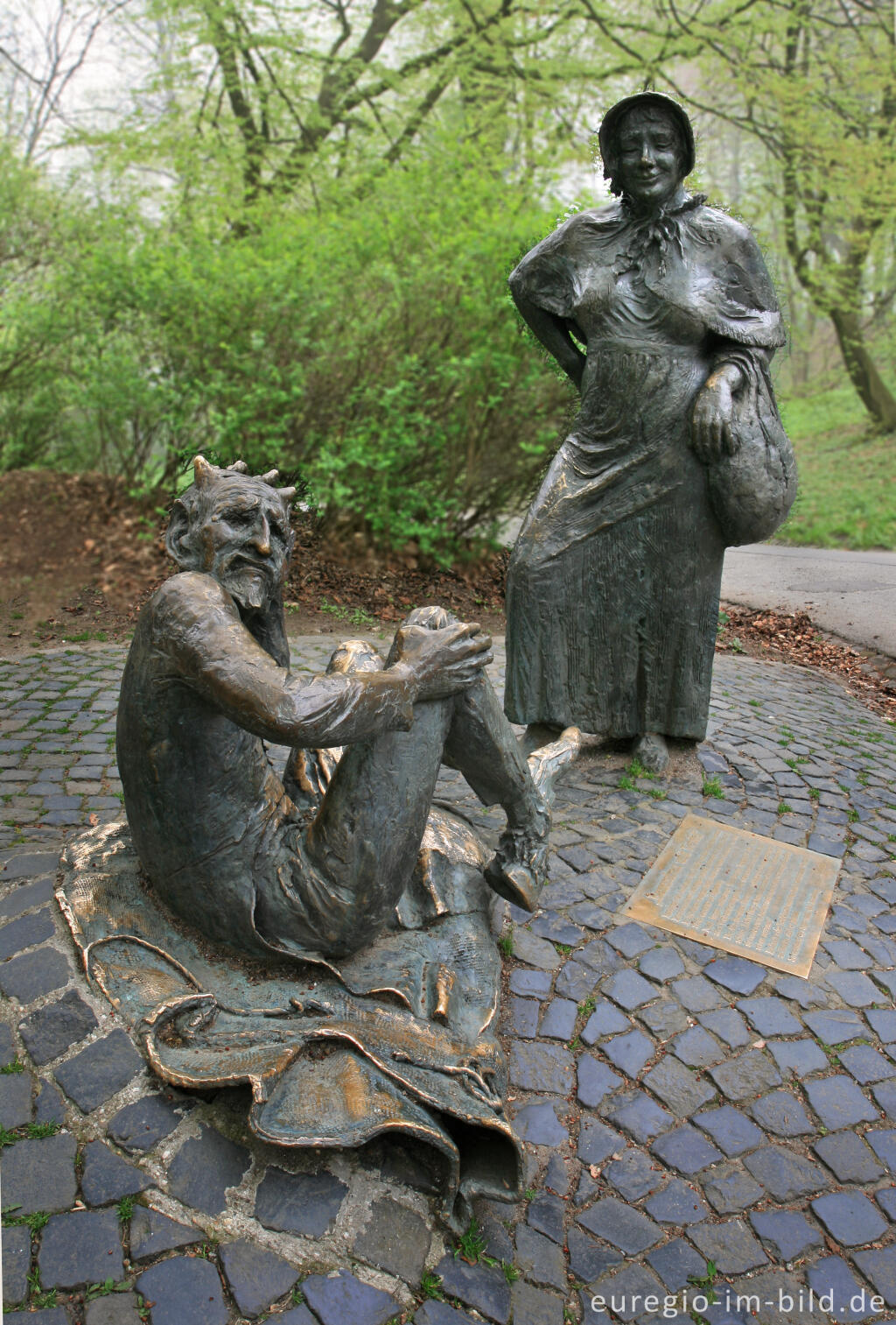 Detailansicht von Teufel und Marktfrau, Lousberg, Aachen