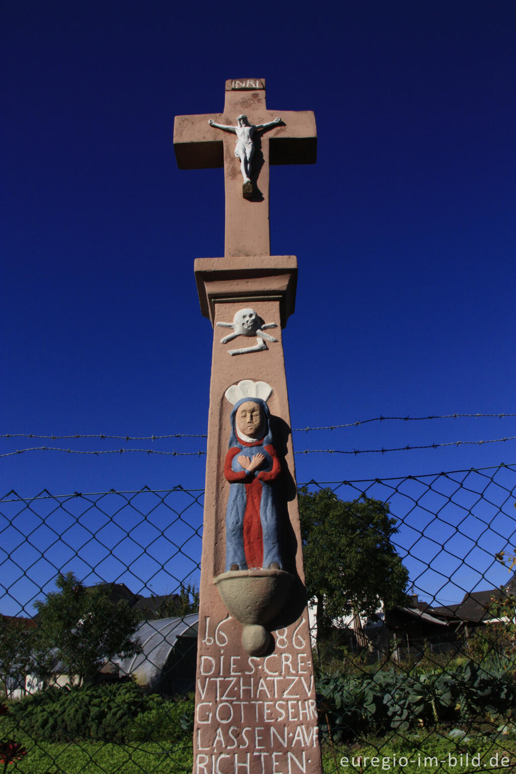 Detailansicht von Wegekreuz in Landscheid von 1686, Hauptstraße