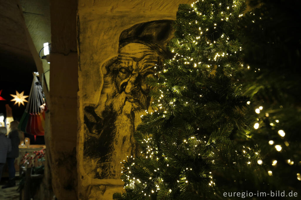 Detailansicht von Weihnachtsmarkt in der Fluweelengrotte in Valkenburg