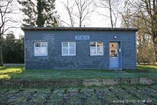 Bahntrasse und Bahnhof der ehemaligen Vennbahn in Roetgen vor Fertigstellung des Vennbahnradwegs