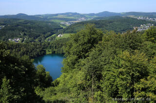 Blick vom Dronketurm auf dem Mäuseberg hinunter zum Gemündener Maar