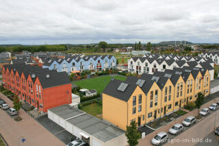 Blick vom Hauptförderturm auf die Wohnanlage beim Annapark