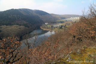 Blick vom Meuchelberg auf das Kraftwerk Heimbach und das Staubecken Heimbach 