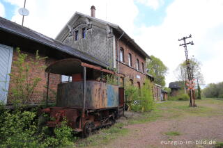 Das Gelände des historischen Bahnhofs Raeren, 2017 fotografiert