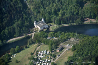 Luftaufnahme des RWE-Industriemuseum im Kraftwerk Heimbach mit Rur